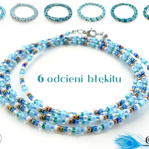 Pawia Linka BŁĘKITNA Bransoletka Naszyjnik 2w1