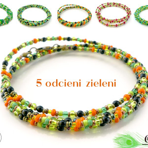 Pawia Linka ZIELONA Bransoletka Naszyjnik 2w1