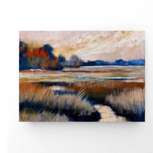 Pejzaż 6 -rysunek   formatu 18/24 cm - praca pastelami