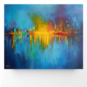 Pejzaż abstrakcyjny-obraz akrylowy 50/60 cm