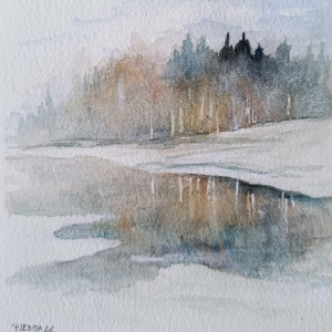 Pejzaż-akwarela formatu -15/15 cm