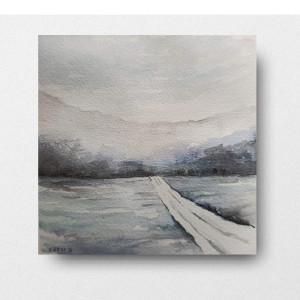 Pejzaż-akwarela formatu -15/15 cm.