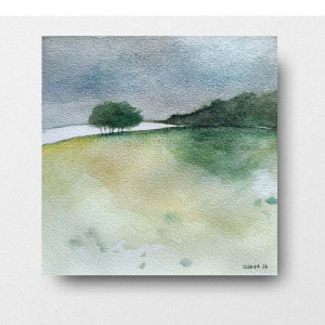 Pejzaż-akwarela formatu 15x15 cm