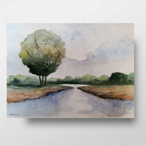 Pejzaż -akwarela formatu -18/24 cm