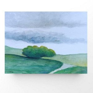 Pejzaż-akwarela formatu 18/24 cm