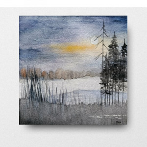 Pejzaż-akwarela formatu -20x20 cm.