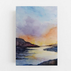 Pejzaż-akwarela formatu A4.