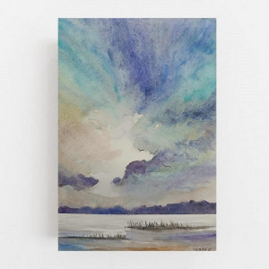 Pejzaż-akwarela formatu A5 .