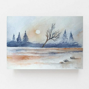 PEJZAŻ-akwarela formatu A5.