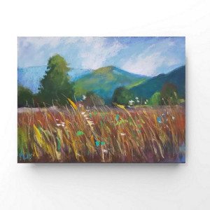 Pejzaż   -rysunek   18/24 cm pastele.