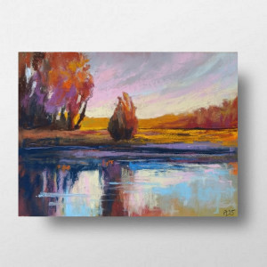 Pejzaż-rysunek - 18/24 cm rysunek, pastele suche.