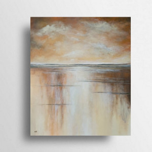 Pejzaż w brązach i złocie -obraz akrylowy 70/60 cm