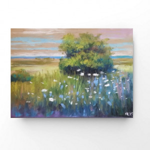 Pejzaż z drzewem -rysunek   18x24 cm pastele suche..