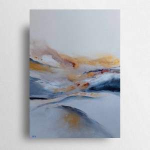 Pejzaż ze złotem- obraz akrylowy 70/50 cm.