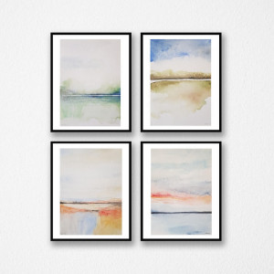 Pejzaże-cztery akwarele każda formatu 32/24 cm