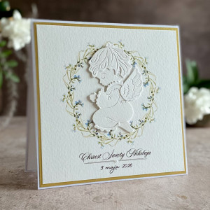 Personalizowana kartka na chrzest w ozdobnej kopercie 72b