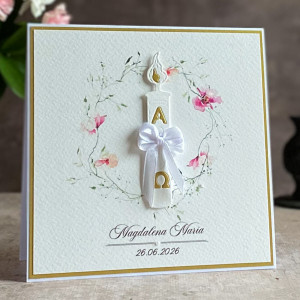 Personalizowana kartka na chrzest w ozdobnej kopercie 73a