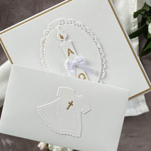 Personalizowana pamiątka chrztu, kartka z pudełkiem i kopertą  56