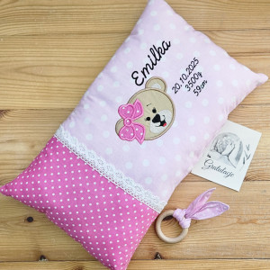 Personalizowana poduszka dekoracyjna z metryczką i imieniem dziecka