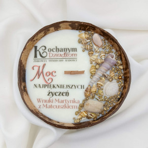 Personalizowana świeca sojowa – prezent dla Babci i Dziadka /kokos