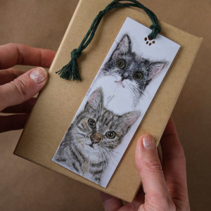 Personalizowana zakładka do książki z ręcznie malowanym portretem x2