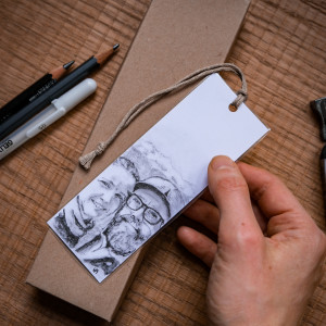 Personalna zakładka do książki, portret rodzinny ręcznie malowany