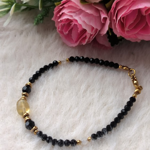 Piękna bransoletka czarny turmalin cytryn hematyt