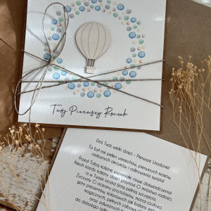 Piękna kartka na roczek 1 urodziny z życzeniami KR-547