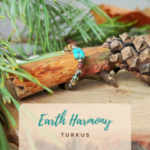 Pierścionek elastyczny Earth Harmony z turkusem
