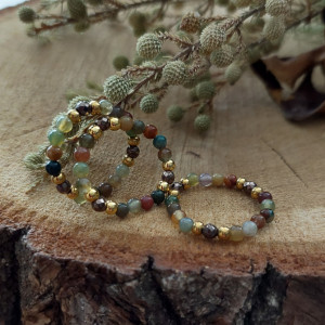 Pierścionek z agatem i hematytem- Autumn Forest II