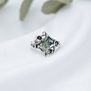 Pierścionek z Kaliami i Agatem Mszystym