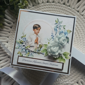 Pierwsza komunia święta kartka komunijna w pudełku, k15