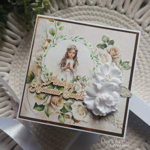 Pierwsza komunia święta kartka komunijna w pudełku, k17