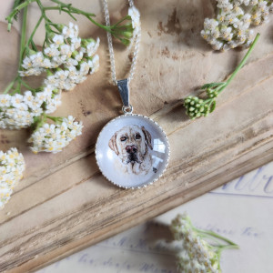 Pies, personalizowany portret psa, srebro