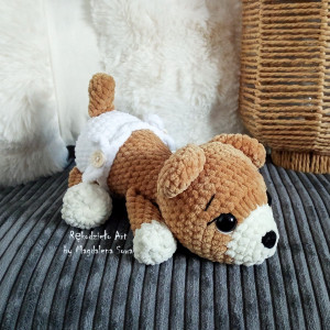 Pies, Piesek na szydełku, Piesek w pieluszce, Maskotka, Szczeniaczek