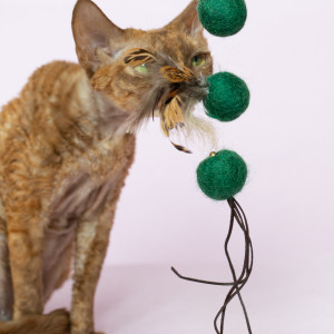 piłeczki wełniane WOOL WOOL dla kota, zielone
