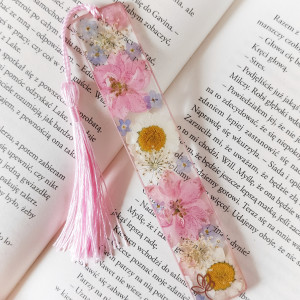 Pink Cloud - zakładka do książki z żywicy epoksydowej kwiatowa