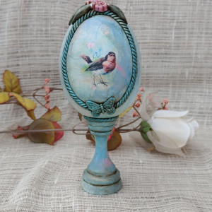 Pisanka dekoracyjna Romantyczny Ptaszek w stylu vintage
