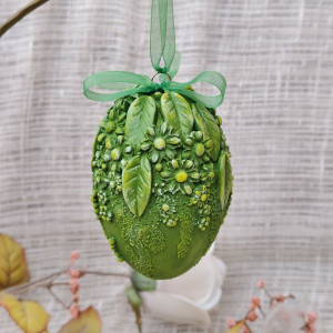 Pisanka Wiosenna Łąka – zielona zawieszka z motywem kwiatowym 3D