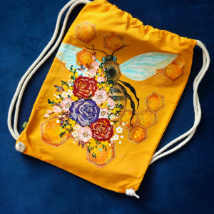 Plecak - worek ręcznie malowany PSZCZOŁA