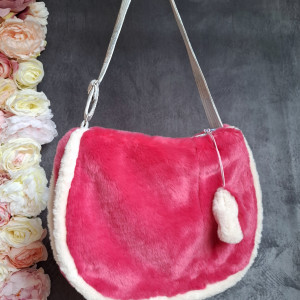 Pluszowa, różowa torebka na ramię