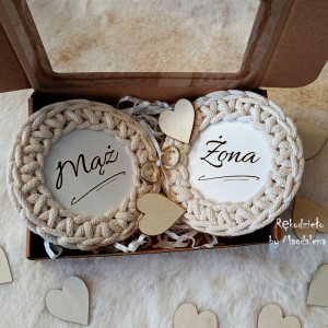 Podkładka pod kubek, Mąż, Żona, zestaw 2 szt., na prezent