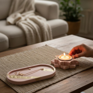 Podstawka owalna ze świecznikiem zestaw