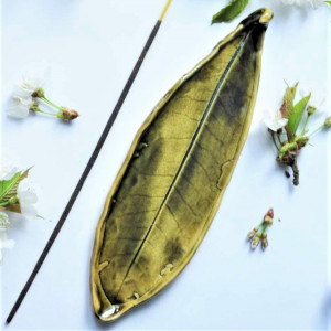 Podstawka Talerz liść na kadzidła zielone moro