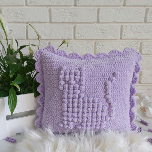 Poduszka dla dzieci kot 35x35 fiolet