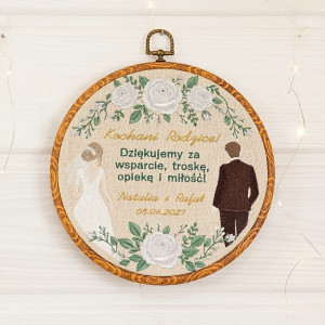 Podziękowania ślubne dla Rodziców, haft w oprawie ok 20 cm