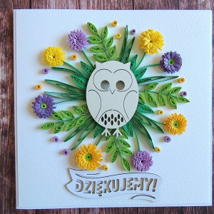 Podziękowanie dla nauczycieli- kartka SOWA I - quilling