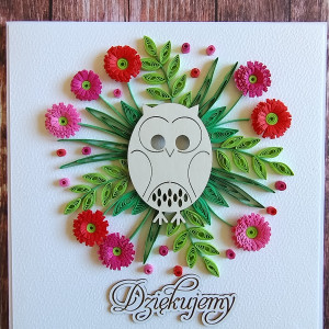 Podziękowanie dla nauczycieli - SOWA II- kartka quilling