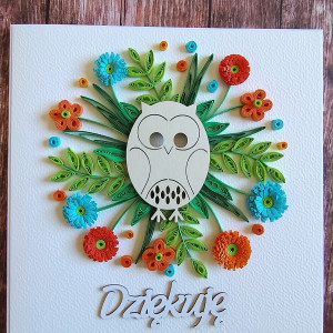 Podziękowanie dla nauczycieli - SOWA III -kartka quilling