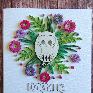 Podziękowanie dla nauczycieli - SOWA IV - kartka quilling
